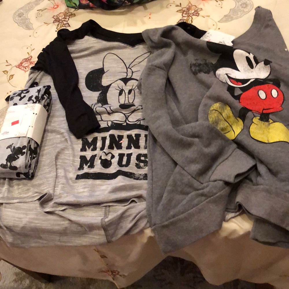 Mickey Minnie outfit- leggings, shirt, sweatshirt